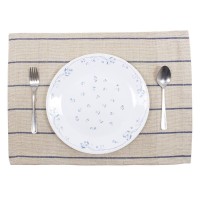 storeindya Store Indya Table Runner & Placemat Set 100% Cotton (White, Blue), Classic Pack of 4