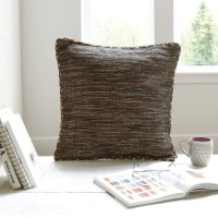 storeindya Store Indya Throw Pillow Cover 100% Cotton (Brown- Piping Borders)