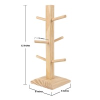 Wooden Multi Purpose Display Stand Tea Coffee Mug Cup Jewelry Tree Rack Holder 6 Hook Peg Hanging