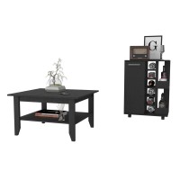 Payson 2 Piece Living Room Set, Bar Cart + Coffee Table, Black(D0102H2Bcnw)