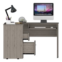 Raleigh L-Shaped Desk Two Drawers One Shelf Cpu Storage(D0102H2R0Qv)