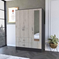 Florencia S Mirrored Armoire Two Cabinets With Divisions Two Drawers(D0102H2Rld7)