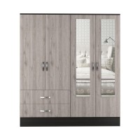 Florencia L Mirrored Armoire Two Cabinets With Divisions Two Drawers(D0102H2Rluv)