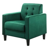Lilola Home Hale Green Velvet Accent Armchair With Tufting