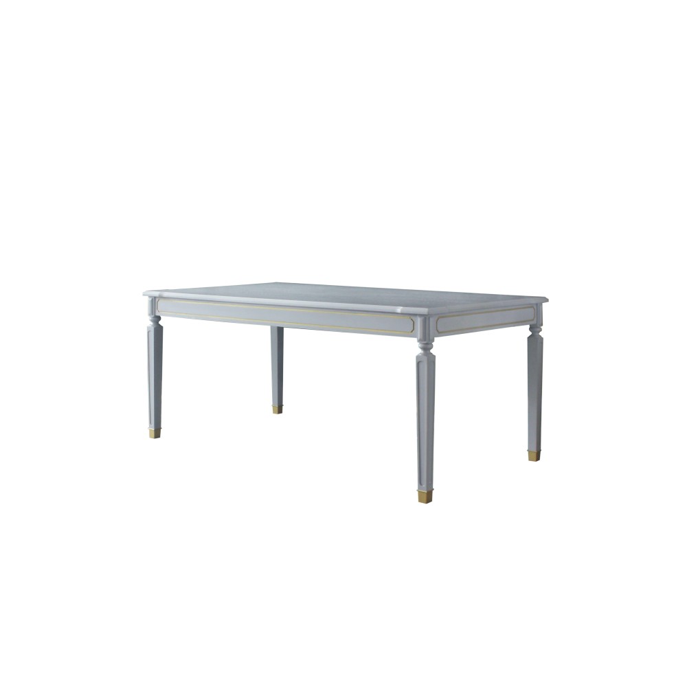 Acme House Marchese Wooden Dining Table With Square Feet In Pearl Gray