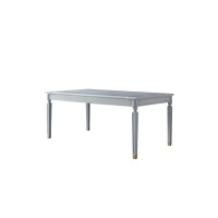 Acme House Marchese Wooden Dining Table With Square Feet In Pearl Gray