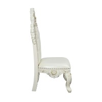 Acme Adara Side Chair (Set-2) Pearl White Pu & Antique White Finish Dn01230(D0102H5968J)