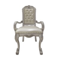 Acme Dresden Arm Chair (Set-2) In Pu & Bone White Finish Dn01697(D0102H596Kp)