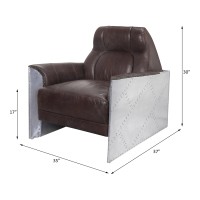 Acme Brancaster Accent Chair, Espresso Top Grain Leather & Aluminum 59715(D0102H596Tt)
