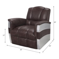 Acme Brancaster Accent Chair, Retro Brown Top Grain Leather & Aluminum 59716(D0102H596Tx)