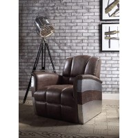 Acme Brancaster Accent Chair, Retro Brown Top Grain Leather & Aluminum 59716(D0102H596Tx)