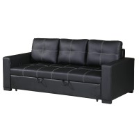 Convertible Sofa In Black Faux Leather(D0102H5Lnu6)