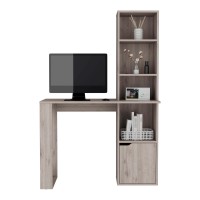 Depot E-Shop Ripley Writing Desk With Bookcase And Cabinet, Light Gray(D0102H5Lr1P)