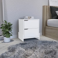 Depot E-Shop Haines Nightstand With 2-Drawers, End Table With Sturdy Base, White(D0102H5Lr2T)