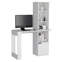 Depot E-Shop Ripley Writing Desk With Bookcase And Cabinet, White(D0102H5Lr52)