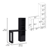 Depot E-Shop Ripley Writing Desk With Bookcase And Cabinet, Black(D0102H5Lrgp)