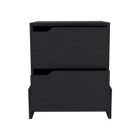Depot E-Shop Haines Nightstand With 2-Drawers, End Table With Sturdy Base, Black(D0102H5Lrw2)