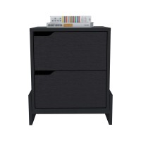 Depot E-Shop Haines Nightstand With 2-Drawers, End Table With Sturdy Base, Black(D0102H5Lrw2)
