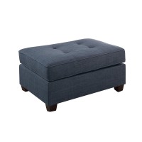 Fabric Cocktail Ottoman With Button Tufted Seat In Dark Blue(D0102H5Lrwt)