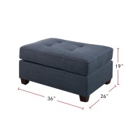 Fabric Cocktail Ottoman With Button Tufted Seat In Dark Blue(D0102H5Lrwt)