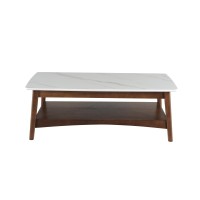 Luca Mid-Century Coffee Table Sintered Stone & Wooden Frame(D0102H5Qh76)