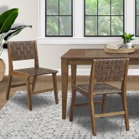 Oslo Faux Leather Woven Dining Chairs Set Of 2(D0102H5S3Hj)