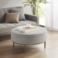 Harriet Upholstered Round Cocktail Ottoman With Metal Base 34 Dia(D0102H5Sf68)
