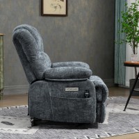 23 Seat Width And High Back Medium Size Blue Chenille Power Lift Recliner Chair With 8-Point Vibration Massage And Lumbar Heating(D0102H5Sssj)