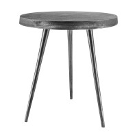 23 Inch Round Modern Minimalist Metal Side Table With Tripod Base, Charcoal Black(D0102H5T3Z8)