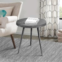 23 Inch Round Modern Minimalist Metal Side Table With Tripod Base, Charcoal Black(D0102H5T3Z8)