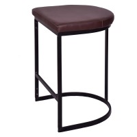 26 Inch Counter Height Stool With Vegan Faux Leather Upholstery, Black Iron Frame, Dark Brown(D0102H5T3Zj)