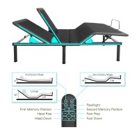 Realcozy Quick Assembly Flex Head Queen Size Adjustable Bed Frame(D0102H5T4J2)