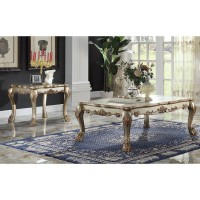 Acme Dresden End Table In Gold Patina & Bone 83161(D0102H5Xnrp)