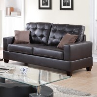 2 Piece Faux Leather Sofa And Loveseat Set In Espresso(D0102H71602)