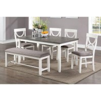 Carrol 6 Piece Wood Dining Set, White And Grey(D0102H7160T)