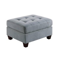Linen-Like Fabric Upholstered Cocktail Ottoman In Grey(D0102H71626)
