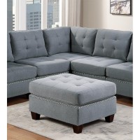 Linen-Like Fabric Upholstered Cocktail Ottoman In Grey(D0102H71626)