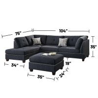 Polyfiber Reversible Sectional Sofa With Ottoamn In Black(D0102H7162T)