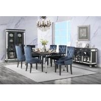 Acme Varian Ii Dining Table In Black & Sliver Finish Dn00590(D0102H71666)