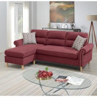 Velvet Reversible Sectional Sofa In Paprika Red(D0102H716Gp)