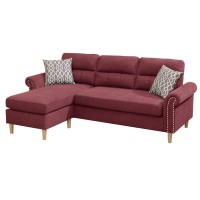 Velvet Reversible Sectional Sofa In Paprika Red(D0102H716Gp)