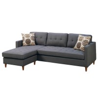 Linen-Like Fabric Reversible Sectional Sofa In Blue Grey(D0102H716Jj)