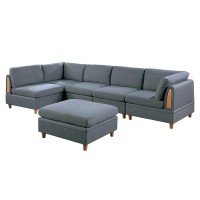 6 Piece Fabric Modular Set With Ottoman In Steel(D0102H716L8)