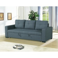3 Seats Polyfiber Convertible Sleeper Sofa, Blue Grey(D0102H716Q6)