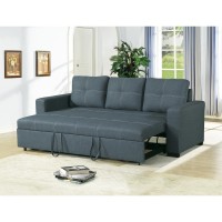 3 Seats Polyfiber Convertible Sleeper Sofa, Blue Grey(D0102H716Q6)