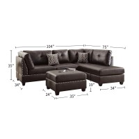Faux Leather Reversible Sectional Sofa With Ottoman In Espresso(D0102H716Qt)