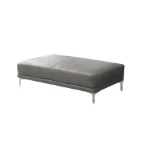 Faux Leather Upholstered Cocktail Ottoman In Antique Grey Finish(D0102H716V2)