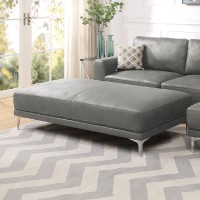 Faux Leather Upholstered Cocktail Ottoman In Antique Grey Finish(D0102H716V2)