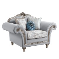Acme Pelumi Chair W3 Pillows Light Gray Linen & Platinum Finish Lv01114(D0102H716Z2)