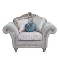 Acme Pelumi Chair W3 Pillows Light Gray Linen & Platinum Finish Lv01114(D0102H716Z2)